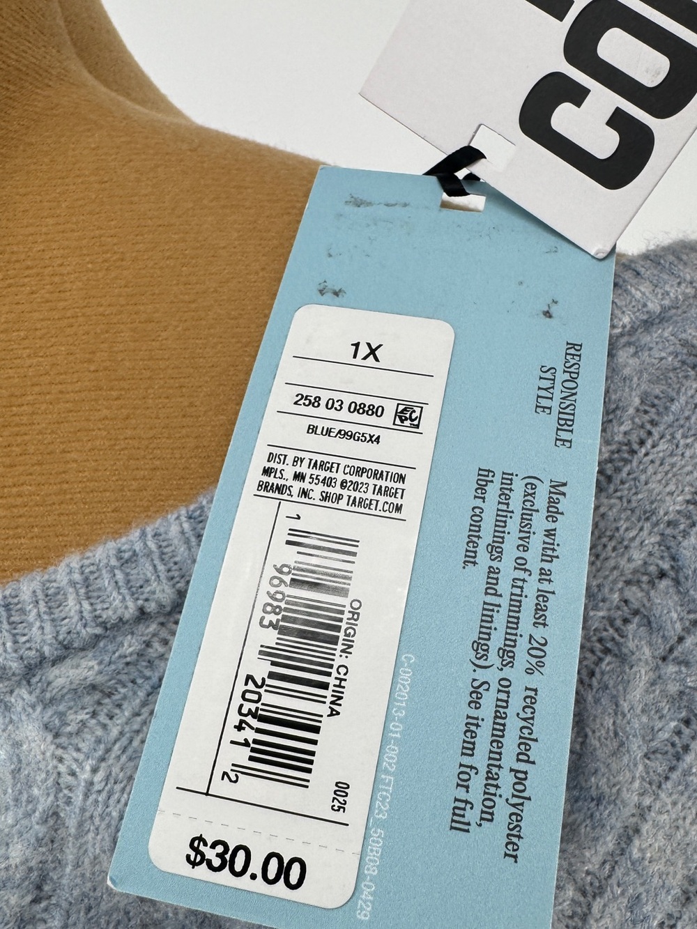 Light Blue Cable Knit Crop Sweater - Women - Picture 5 of 6